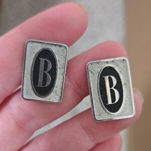 Silver and Black Monogram Cufflinks